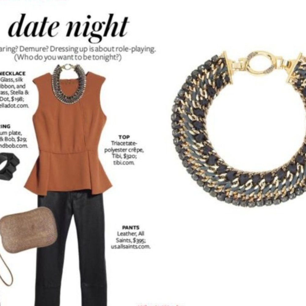 Stella & Dot | Bold Navy Gold & Crystal Embellished👑Tempest Bib Necklace. - Picture 7 of 12